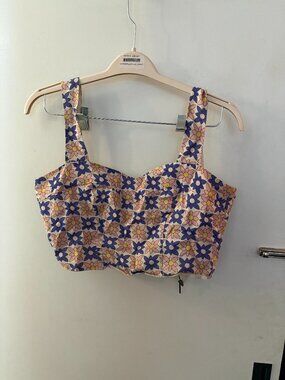 Nicole by Nicole Miller Floral Bustier Crop Top Sz S
